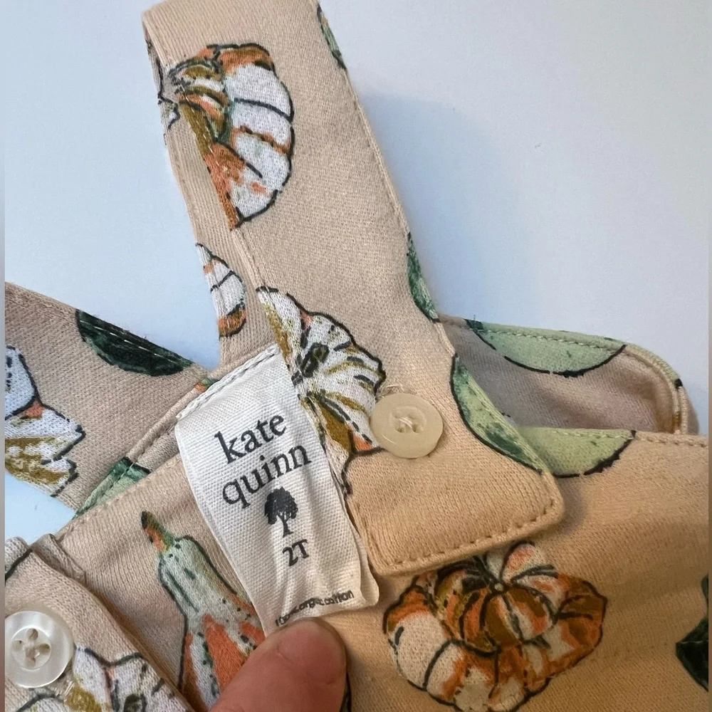 Kate Quinn Gourd Pumpkin Bubble Romper Button Straps NWOT